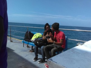 David sharing the gospel on the boat. This young lady gave her life to Jesus.